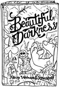 Black and white line drawing of the cover of “Beautiful Darkness”